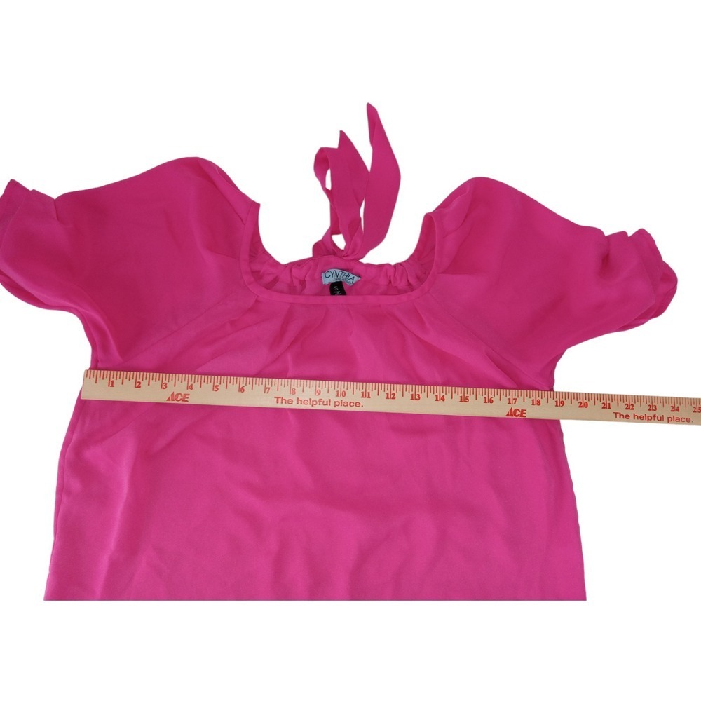 Cynthia Rowley Womens Top Pink Puff Sleeve Woven Lightweight Blouse Size S - Picture 4 of 10